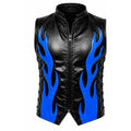 Men’s Black Blue Flame Wrestling Vest, Pro Wrestling Ring Gear