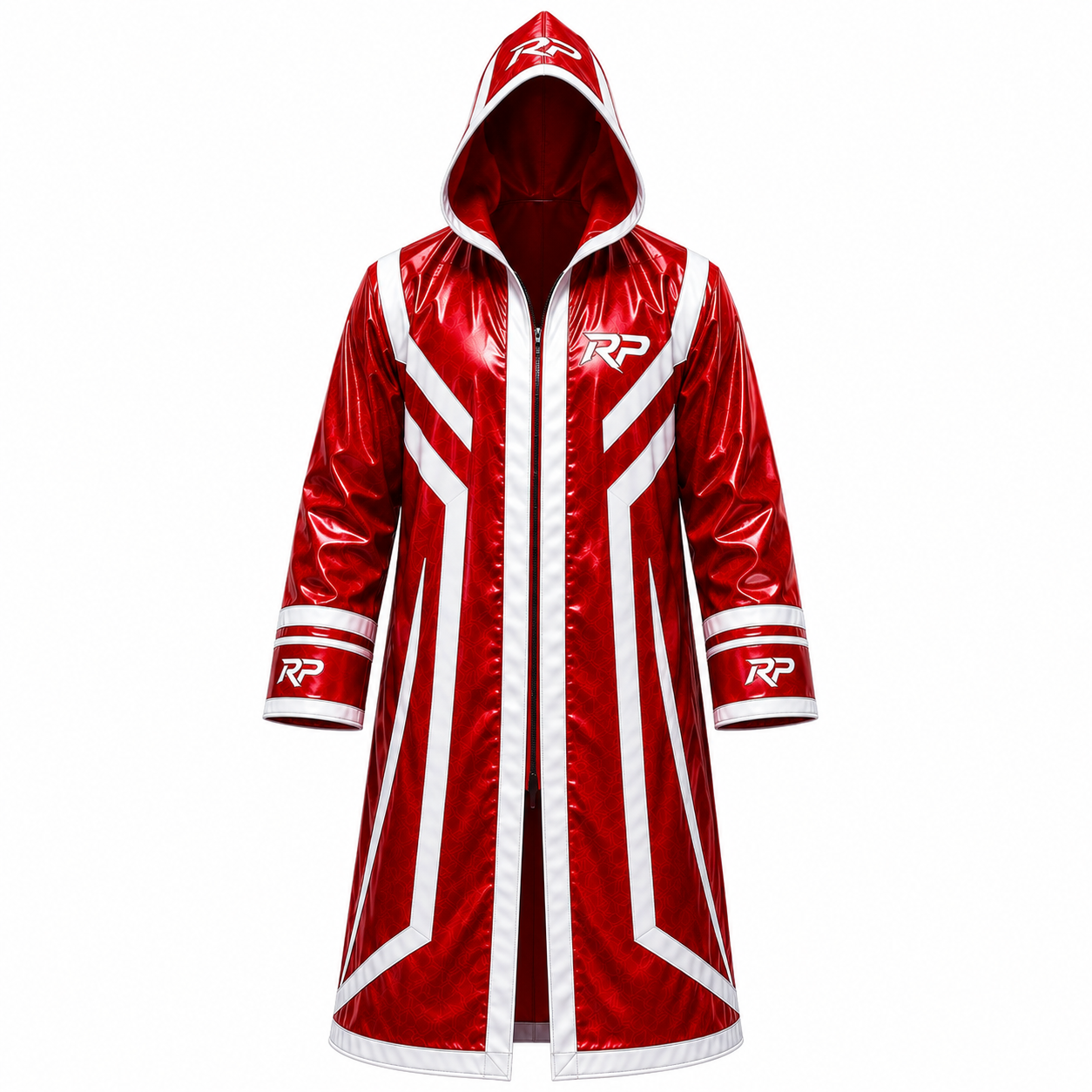 Red & White Hooded Wrestling Entrance Coat | Custom Wrestling Gear