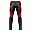 Custom Men’s Leather Wrestling Pants – Black & Red Performance Trousers