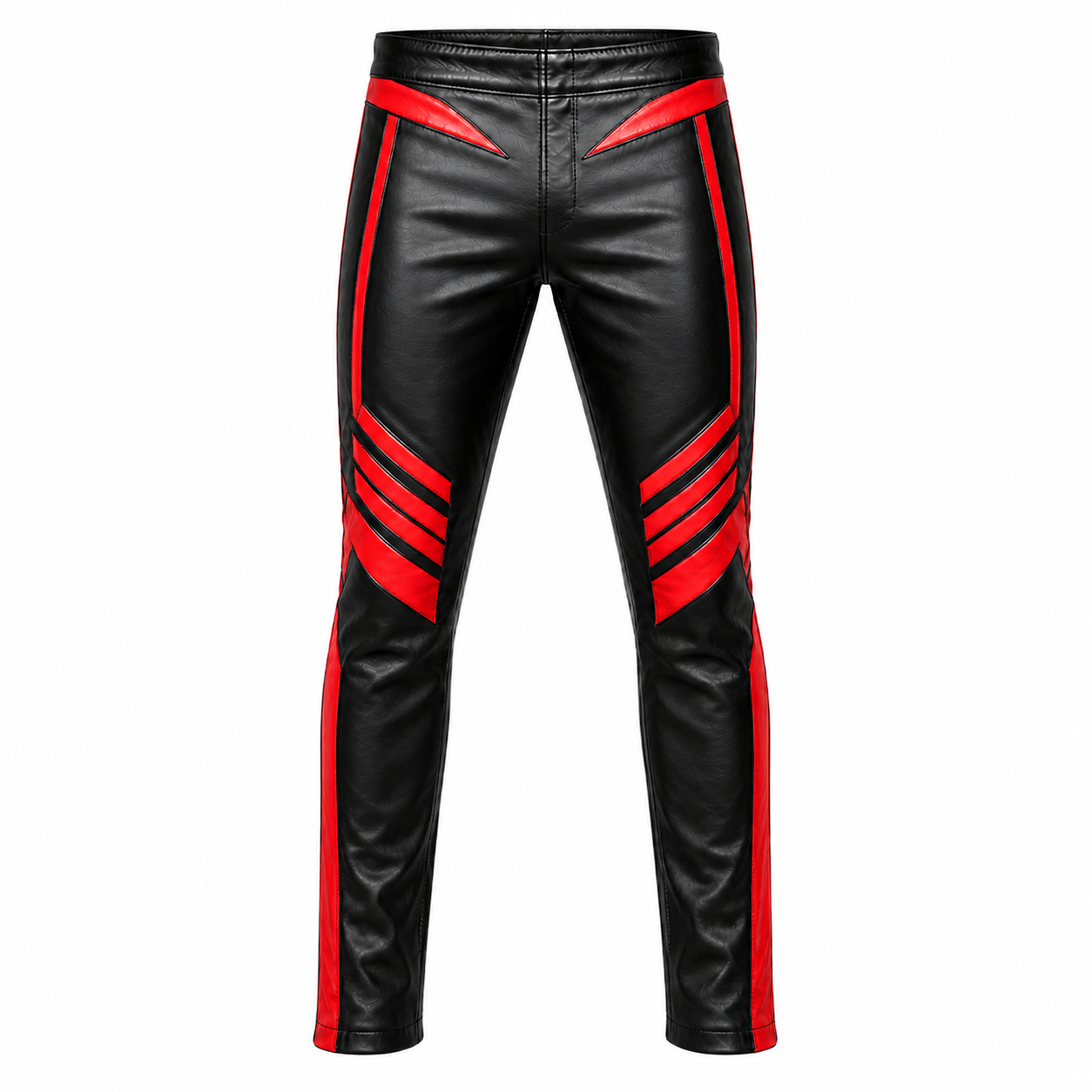 Custom Men’s Leather Wrestling Pants – Black & Red Performance Trousers