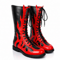 Flame Wrestling Boots – Black & Red Leather Wrestling Boots | High Top Performance Boots