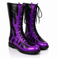 Purple Flame Wrestling Boots – Black & Purple High Top Wrestling Boots
