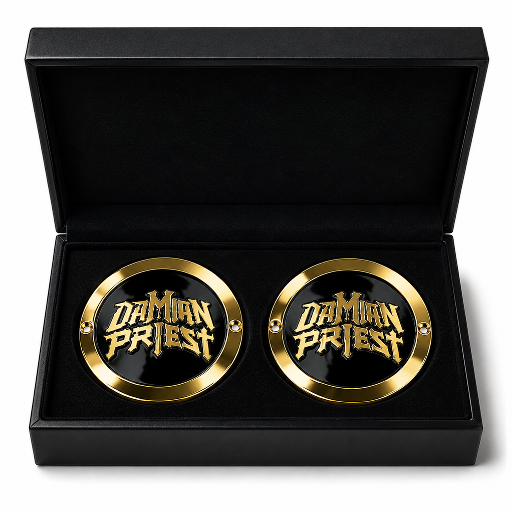Custom Black & Gold Wrestling Championship Belt Plate – Damian Priest Style Wrestling Belt Replacement Plate