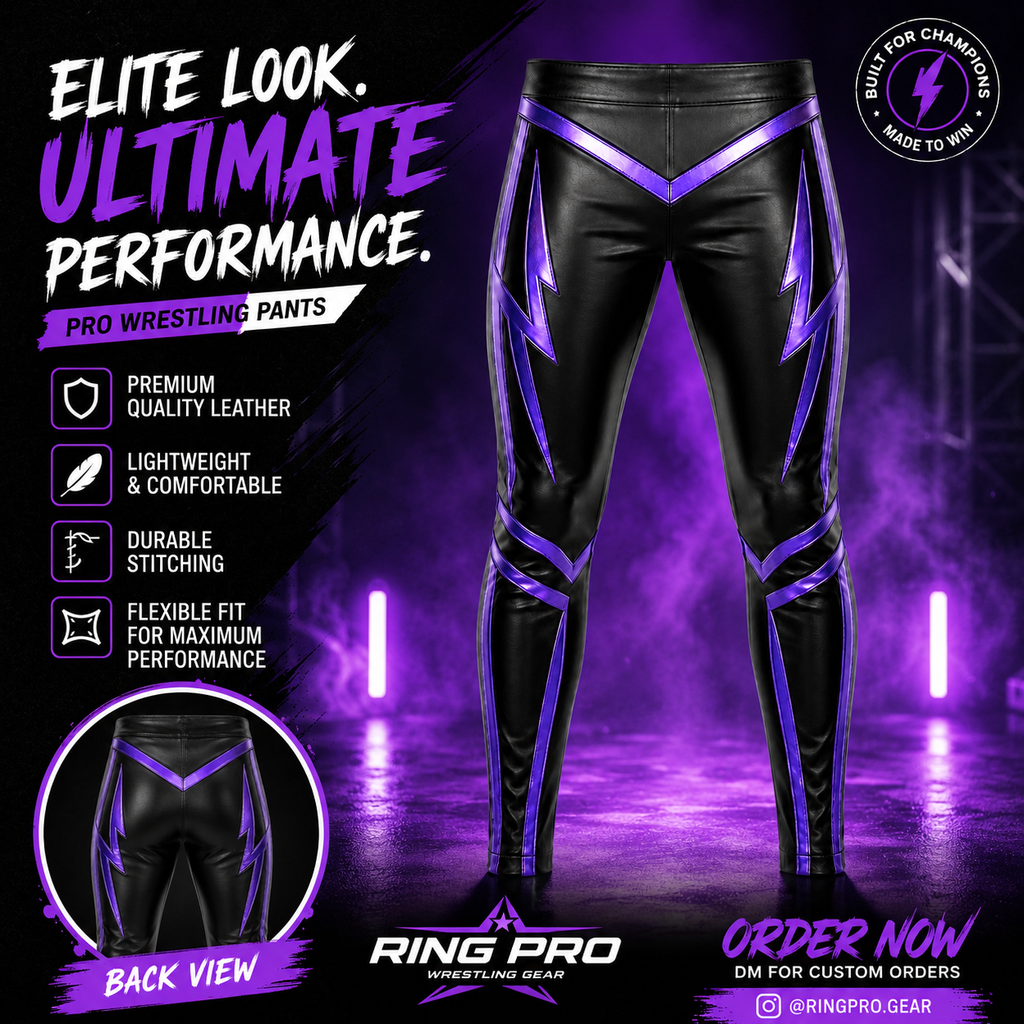 Custom Black & Purple Wrestling Pants – Pro Wrestling Gear