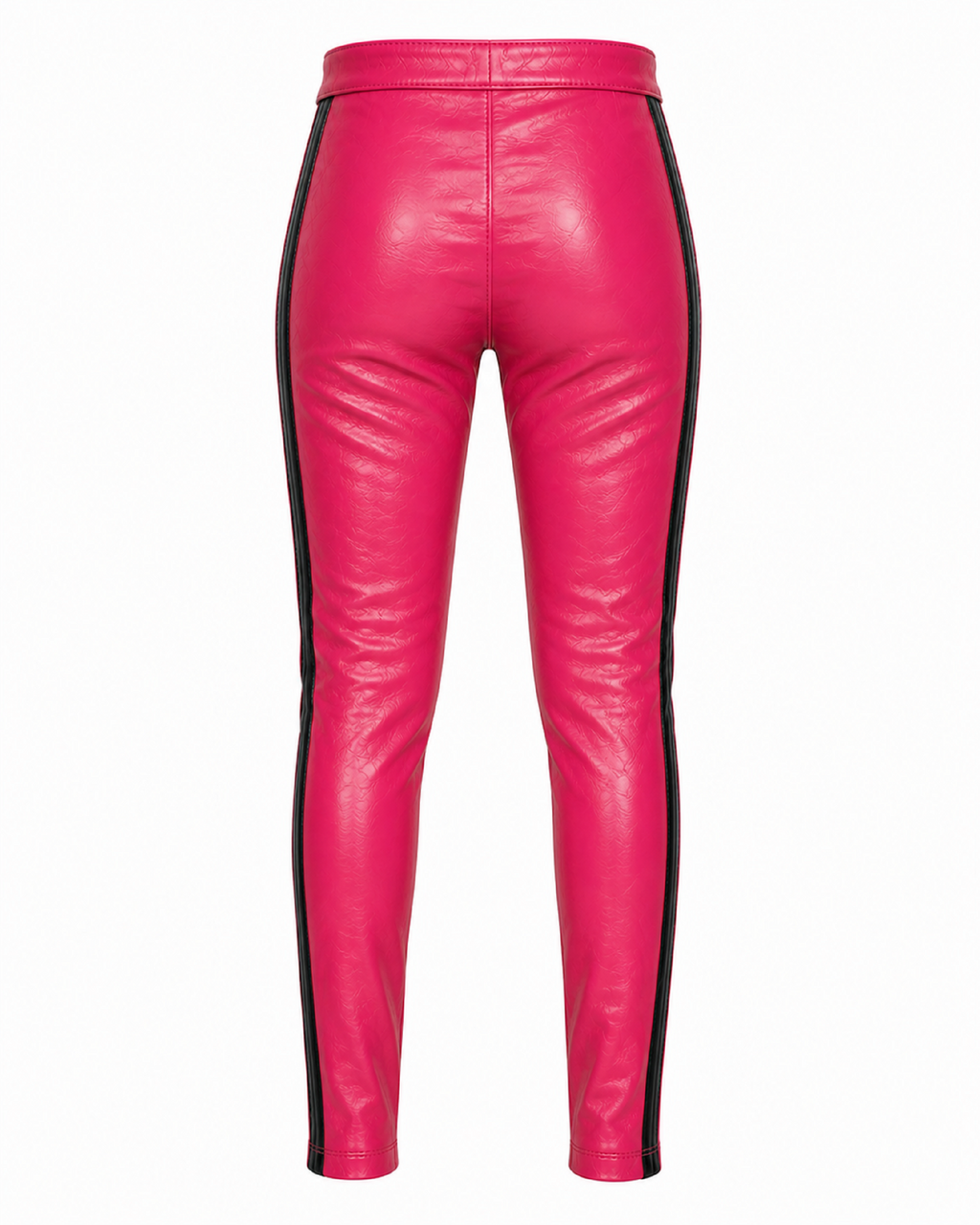 Men's Pink Leather Pants with Black Lightning Bolt Design – Lace-Up Motorcycle & Wrestling Trousers