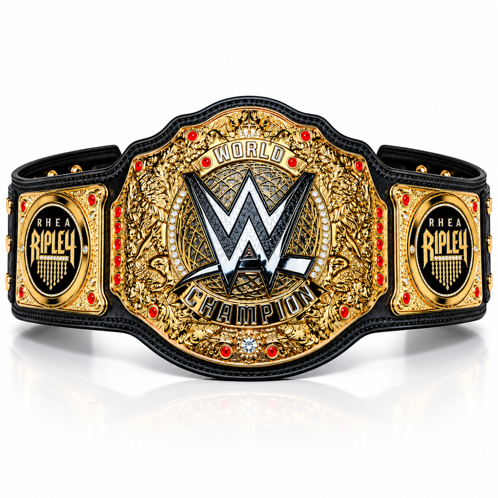 Rhea Ripley Side Plates on Wrestling Championship Belt – Professional Wrestling Title Belt