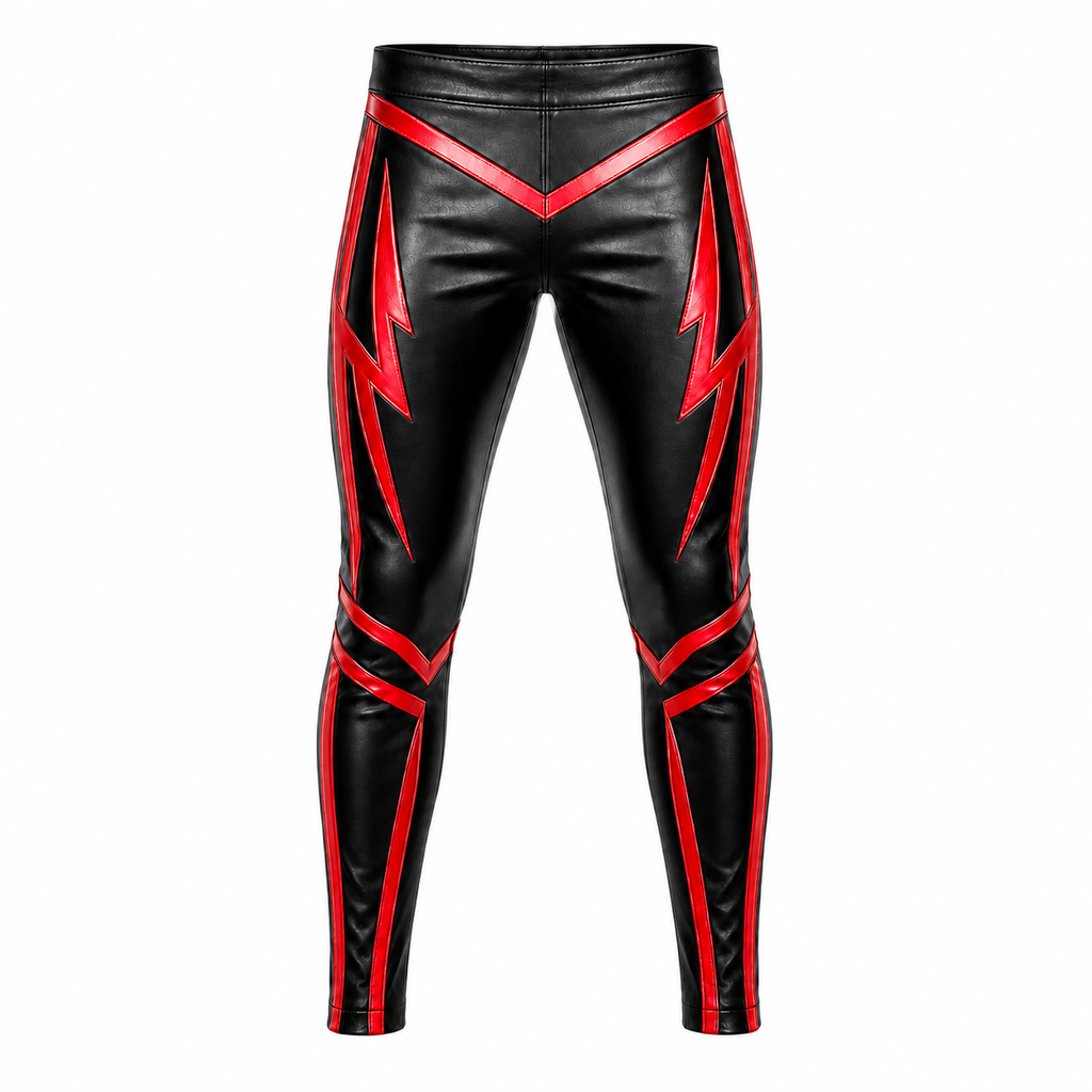 Black & Red Leather Wrestling Pants – Custom Pro Wrestling Gear
