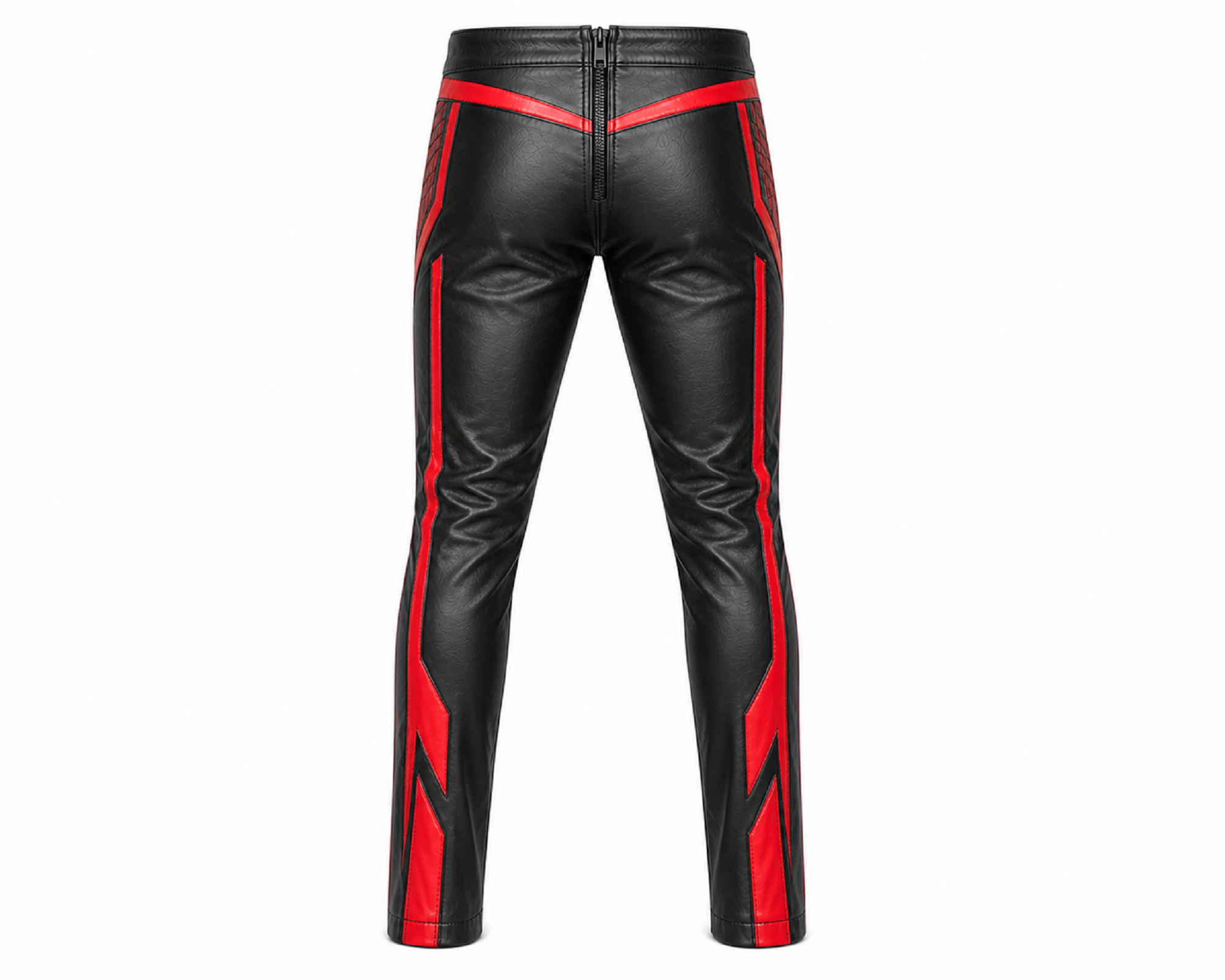 Custom Men’s Leather Wrestling Pants – Black & Red Performance Trousers