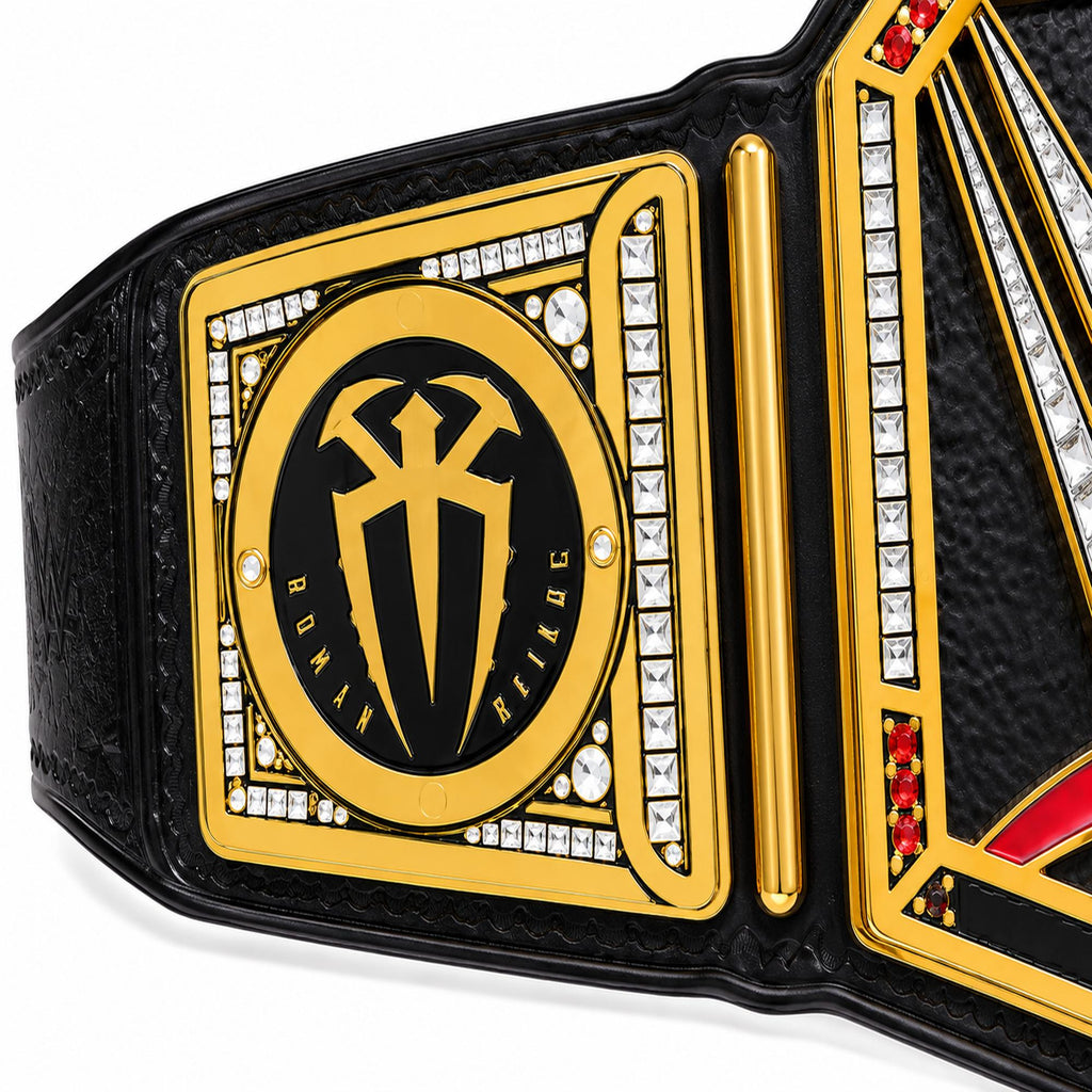 Roman Reigns Side Plates on World HeavyWeight Championship Belt