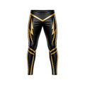 Custom Pro Wrestling Tights, Black & Gold Leather Wrestling Pants