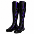 Black & Purple Lightning Pro Wrestling Boots – Premium Leather High-Top Ring Boots