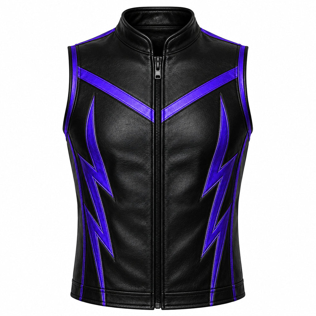 Men's Black & Purple Leather Wrestling Set – Custom Wrestling Entrance Gear