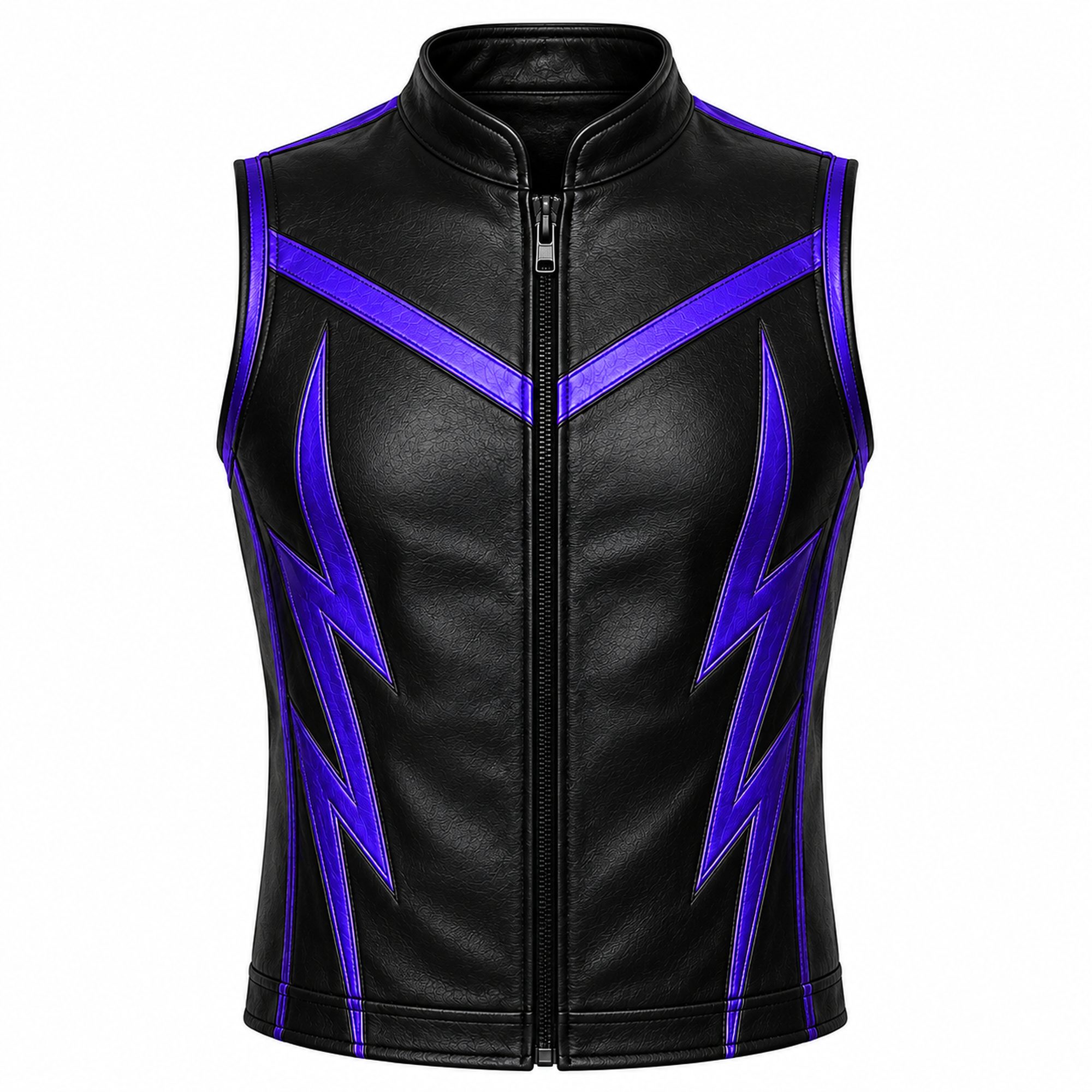 Men's Black & Purple Leather Wrestling Set – Custom Wrestling Entrance Gear