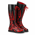 Men's Pro Wrestling Black & Red Flame Boots – High Top Wrestling Shoes