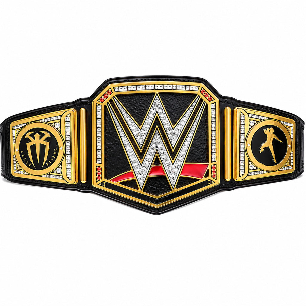 Roman Reigns Side Plates on World HeavyWeight Championship Belt