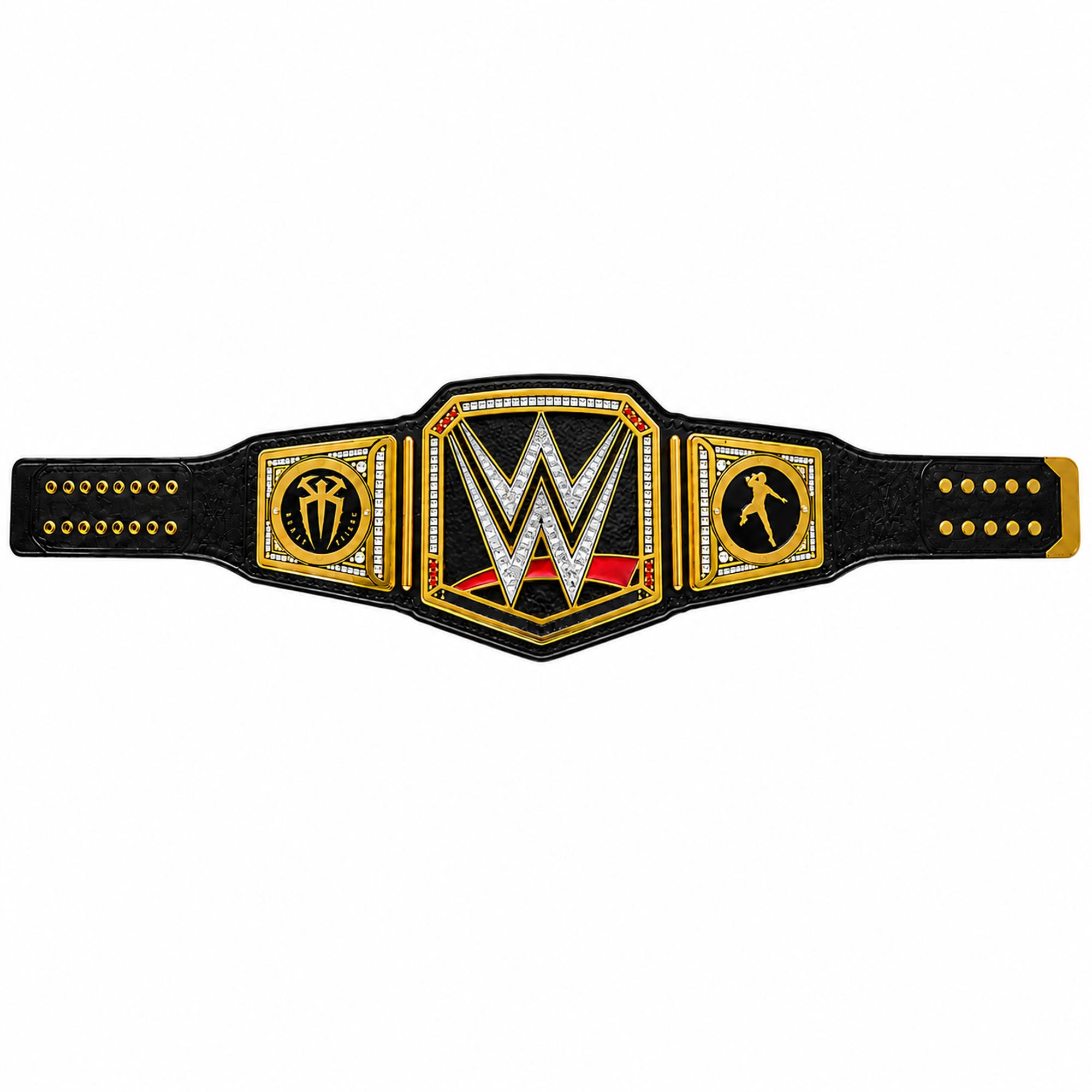 Roman Reigns Side Plates on World HeavyWeight Championship Belt