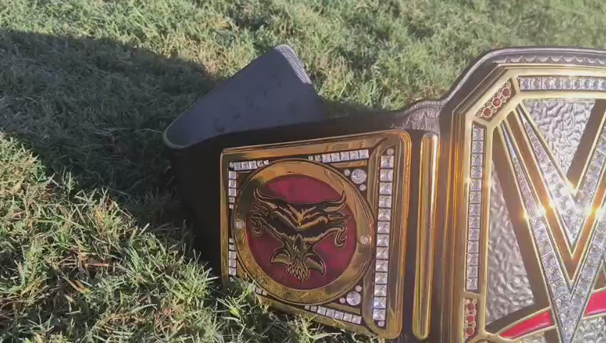 Custom World HeavyWeight Championship Wrestling Belt with brock lesnar Side Plates