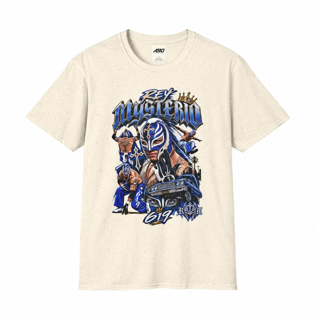 Men’s Cream Wrestling Graphic T-Shirt – Masked Lucha Inspired Streetwear Tee