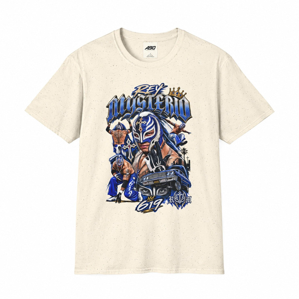 Men’s Cream Wrestling Graphic T-Shirt – Masked Lucha Inspired Streetwear Tee