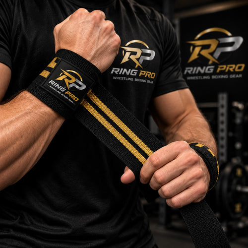 Black & Gold Wrestling Wrist Wraps – Ring Pro Training & Support Wraps