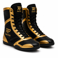 Custom Black & Gold Boxing Boots – High Top Professional Boxing Shoes