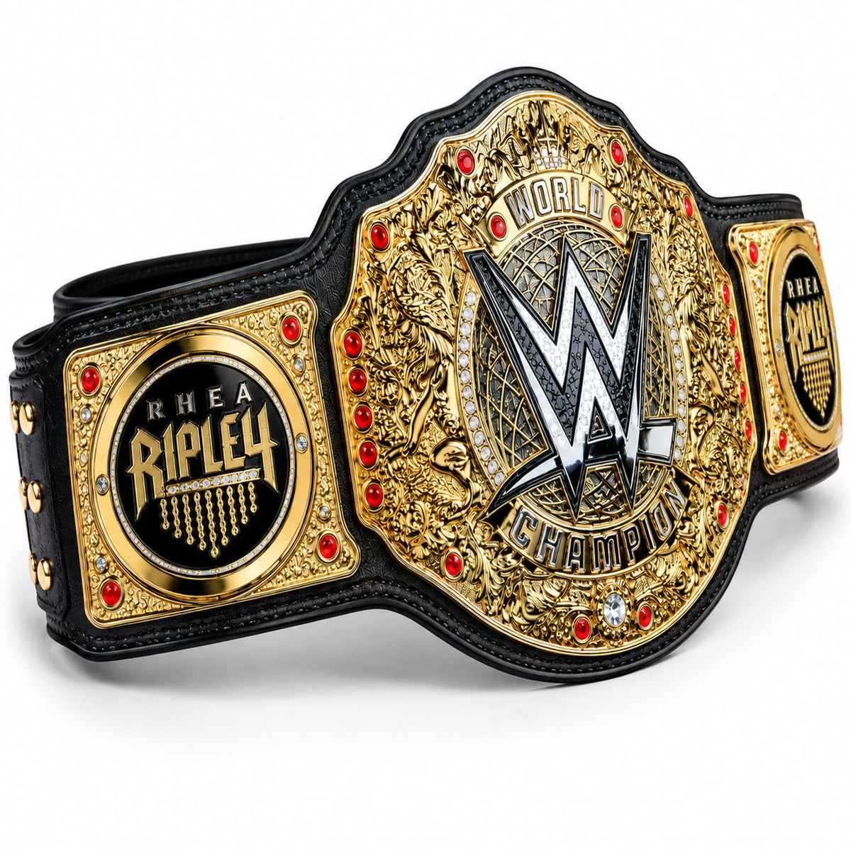 Rhea Ripley Side Plates on Wrestling Championship Belt – Professional Wrestling Title Belt