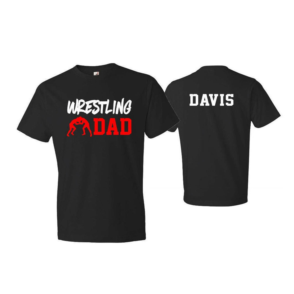 Wrestling Dad T-Shirt – Red Graphic Tee with Custom Davis Back Print