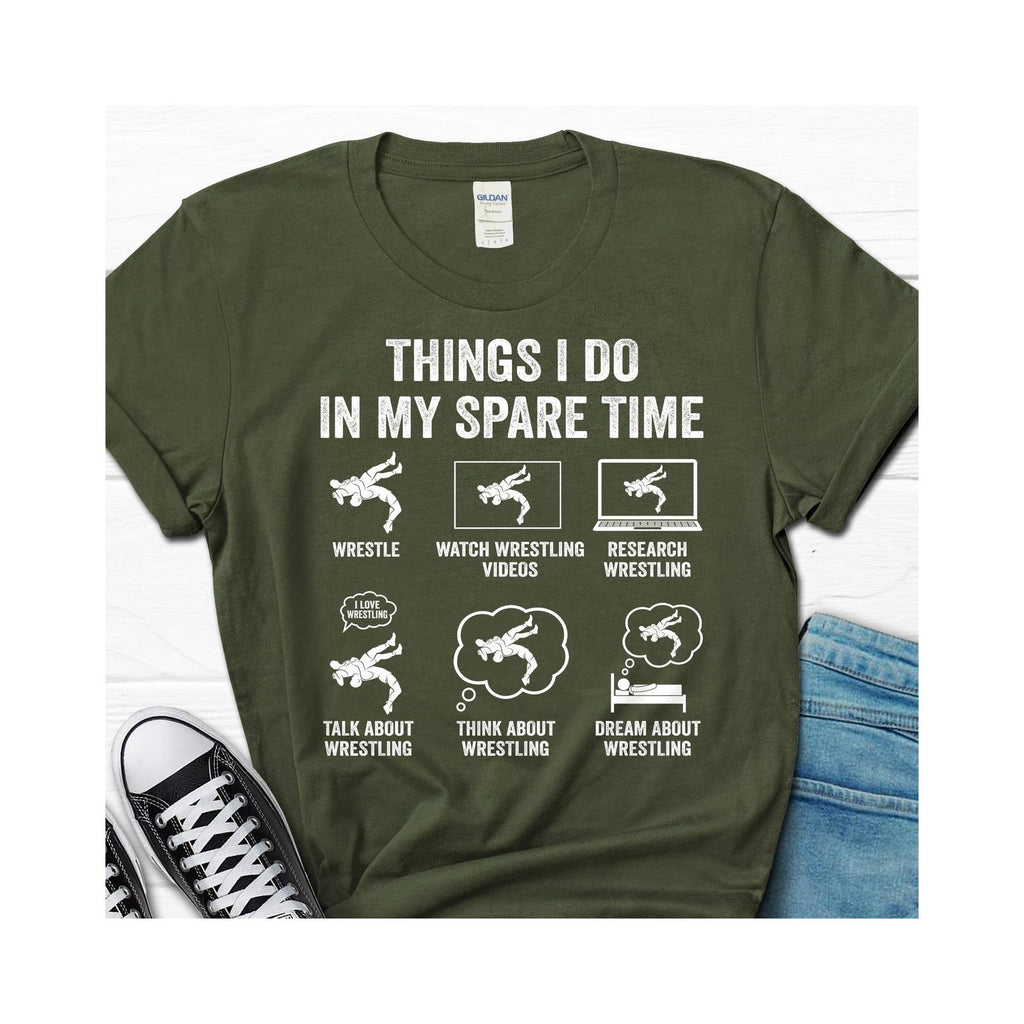 Men’s Black Wrestling T-Shirt – Things I Do in My Spare Time Wrestling Graphic Tee