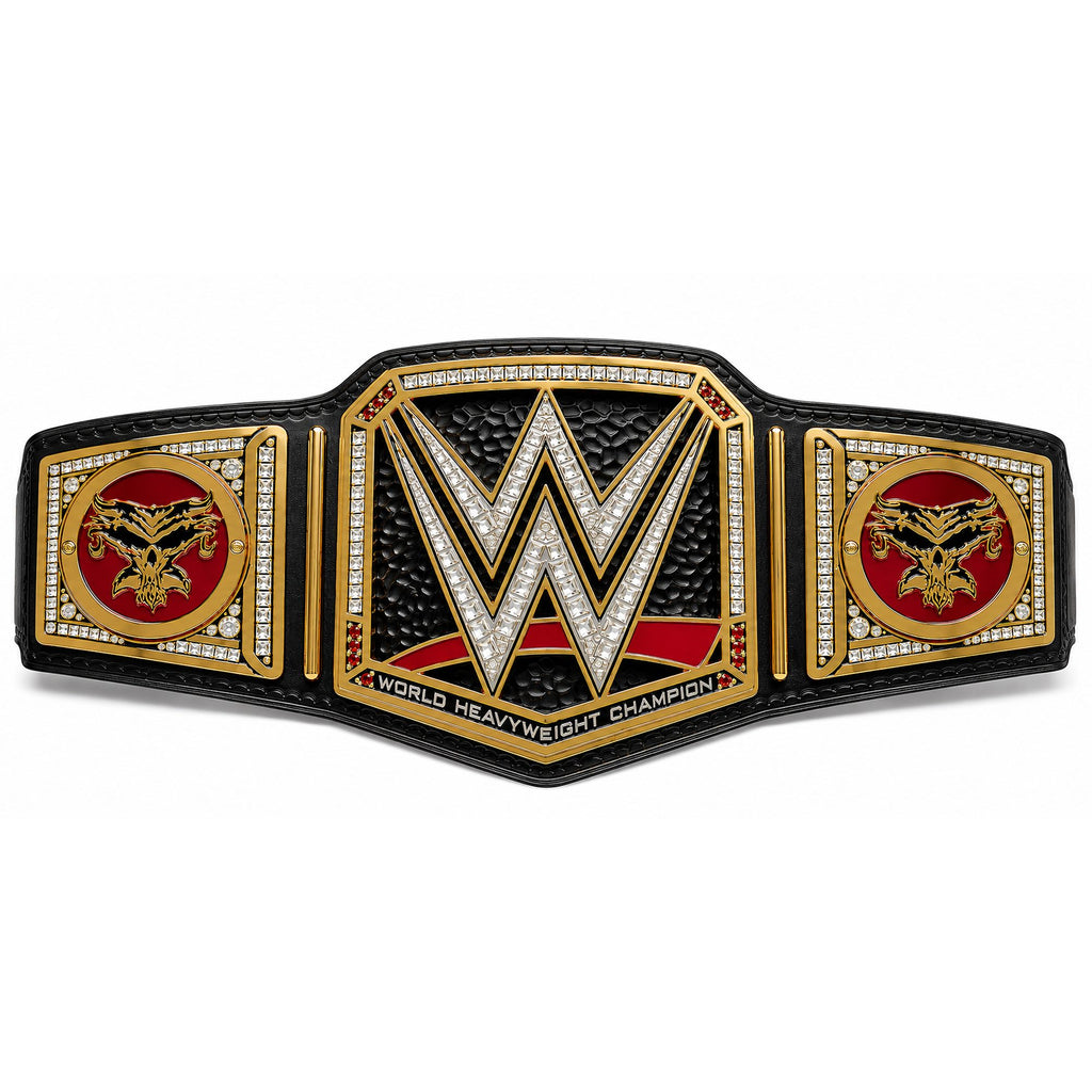 Custom World HeavyWeight Championship Wrestling Belt with brock lesnar Side Plates