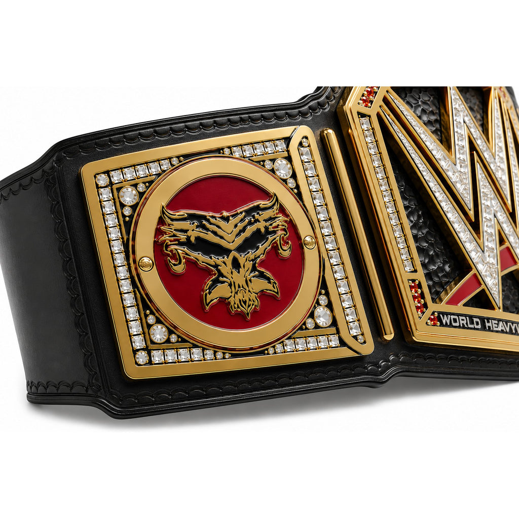 Custom World HeavyWeight Championship Wrestling Belt with brock lesnar Side Plates